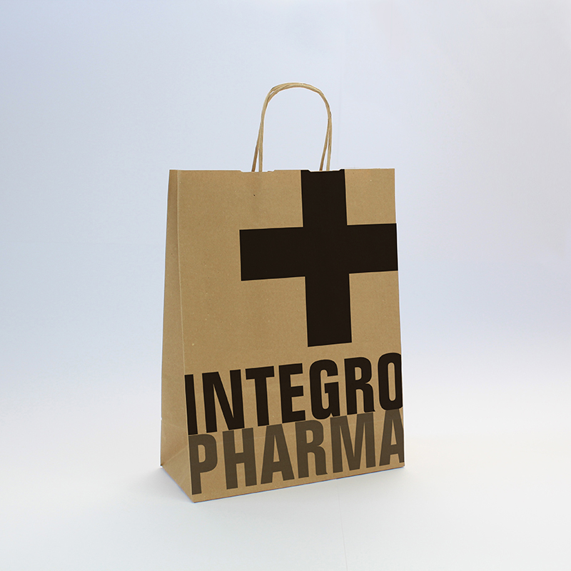Brintel bolsa de regalo de asa retorcida farmacia papel kraft